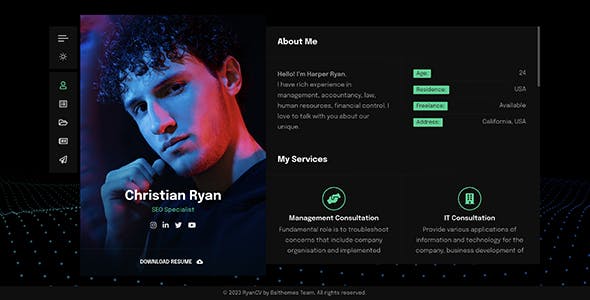 RyanCV - Resume WordPress Theme